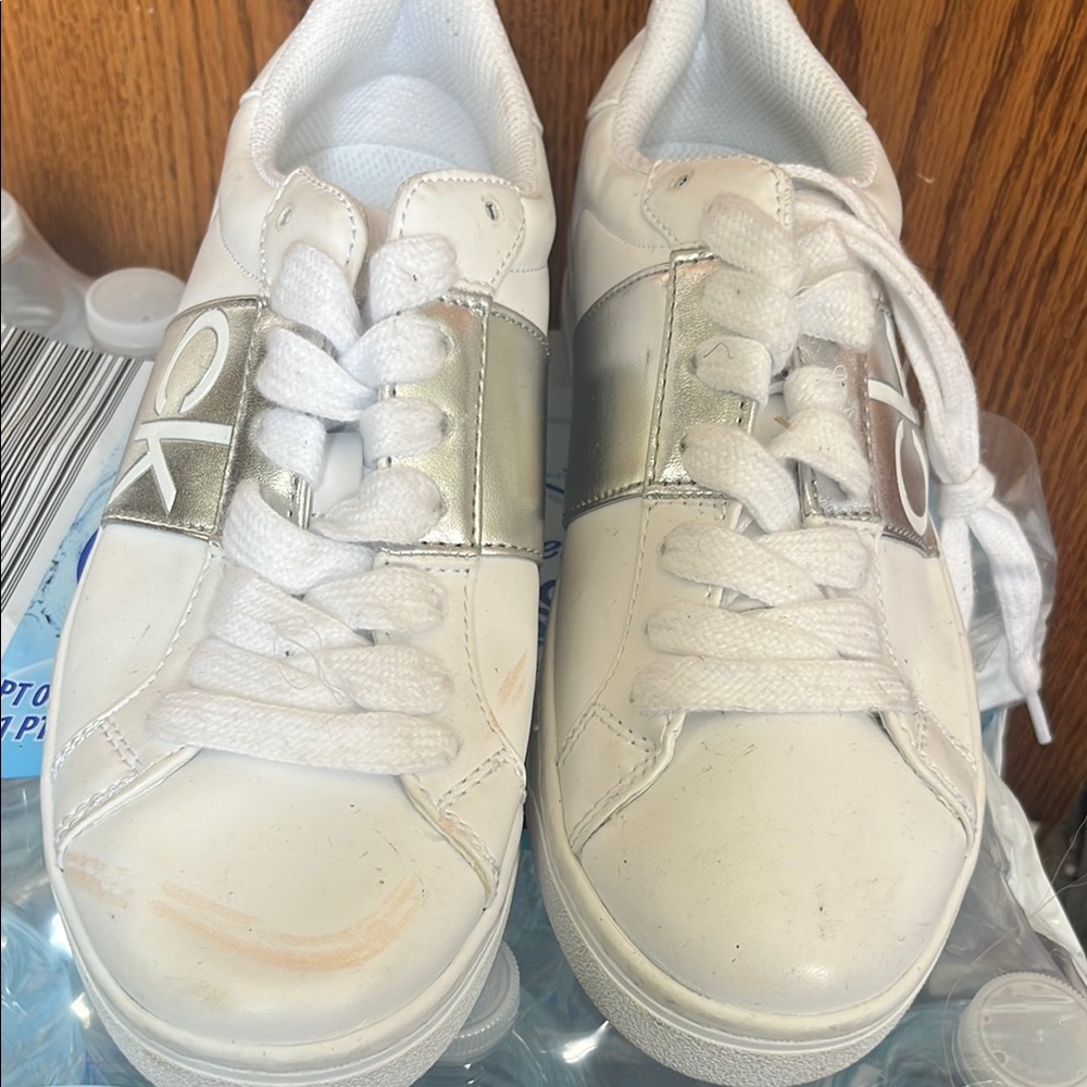 Calvin Klein White Sneakers with Silver Detail